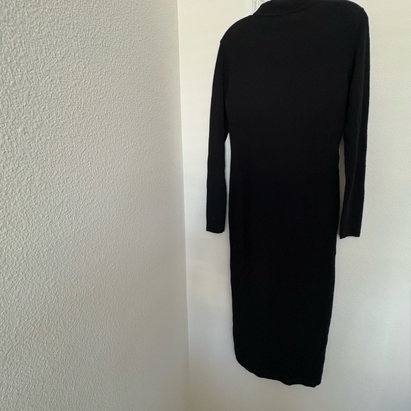 ZARA WOMAN HIGH NECK LONG LIMITED EDITION KNIT DRESS BLACK NWT size L - Picture 7 of 8